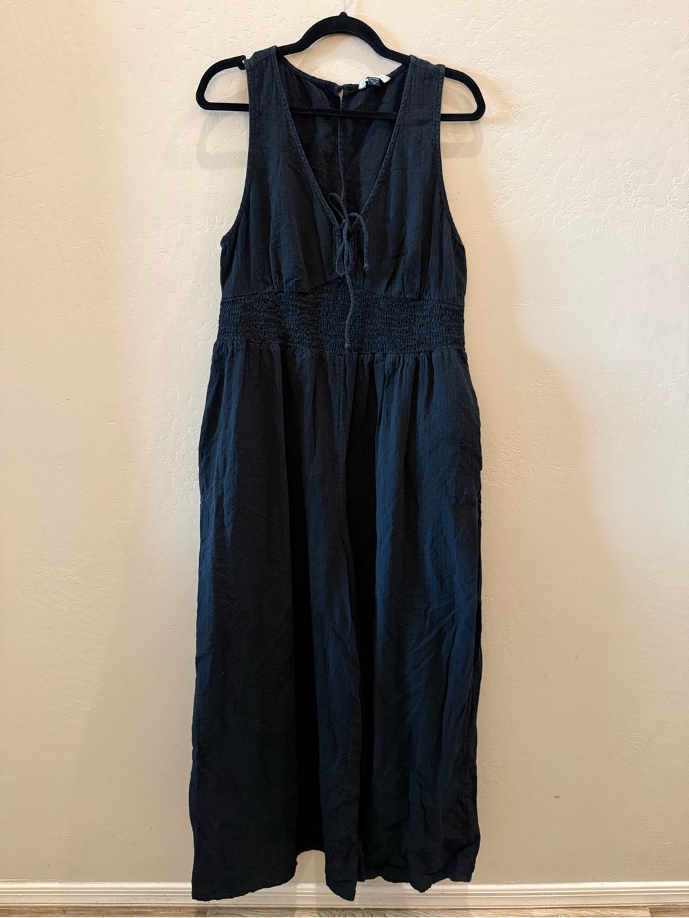American Eagle Outfitters Black Sleeveless Jumpsuit with Smocked Waist
